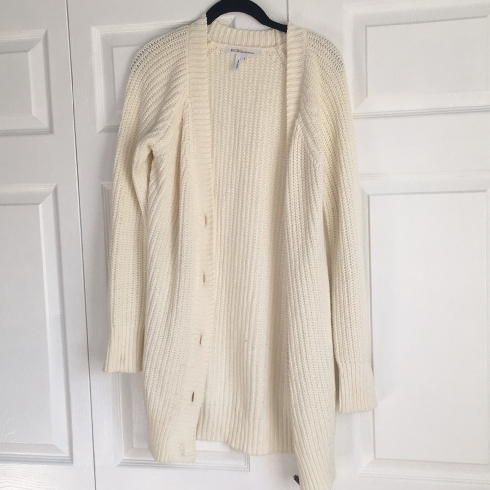 BCBGeneration Cream Long Knit cardigan